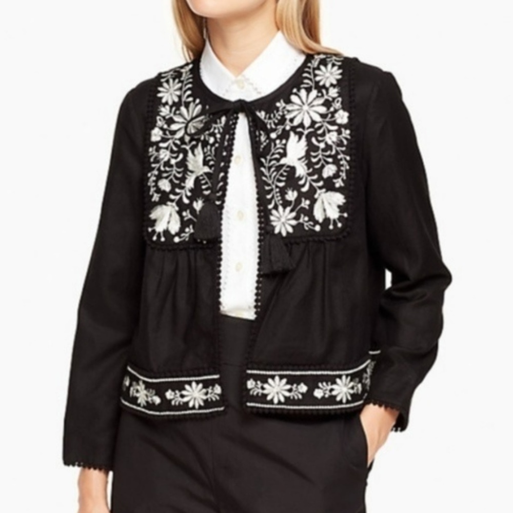 Kate Spade NWT Birds Embroidered Linen Jacket